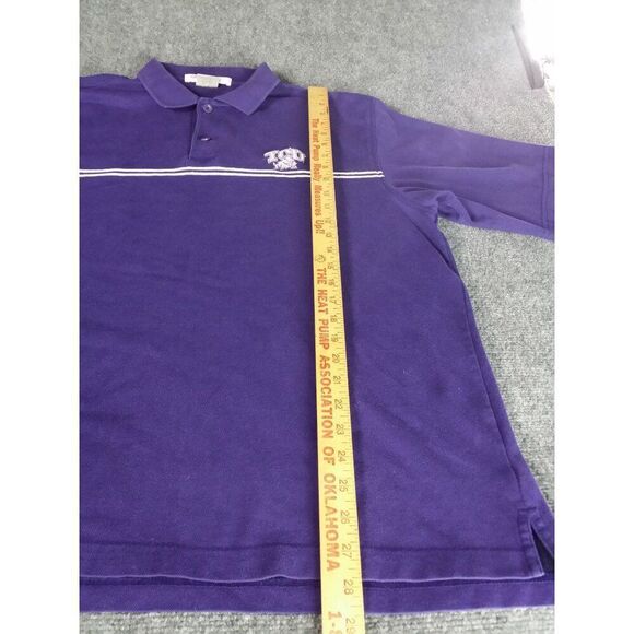 TCU Horned Frogs Polo Men Sz L Antigua Purple‎ Embroidered Casual Sportswear - Picture 3 of 7